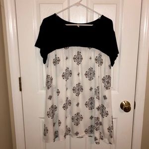 Black and patterned chiffon tunic